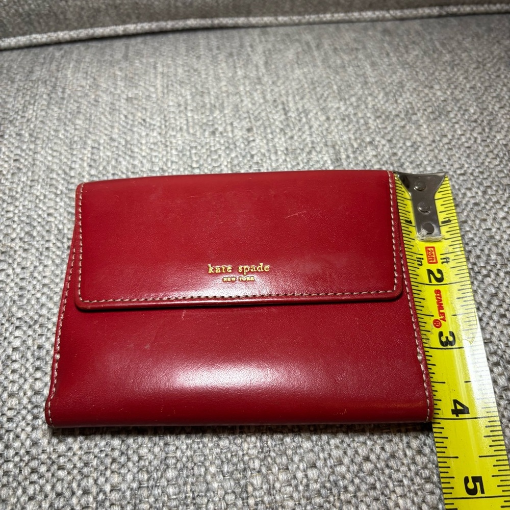 Kate Spade Women’s Red Leather Classic Bifold Wallet Made in Italy - Picture 7 of 9